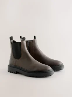 Cuir huilé marron chocolat - Chelsea Bottes/Bottines Forever Comfort® à bout rond