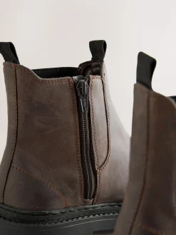 Cuir huilé marron chocolat - Chelsea Bottes/Bottines Forever Comfort® à bout rond