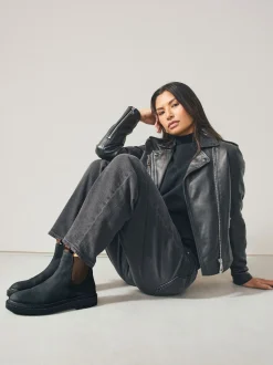 Cuir huilé noir - Chelsea Bottes/Bottines Forever Comfort® à bout rond