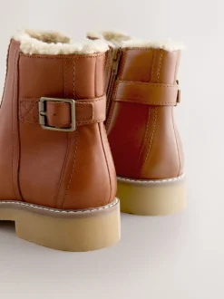Cuir marron fauve - Bottes Forever Comfort® doublées de fausse fourrure avec boucle