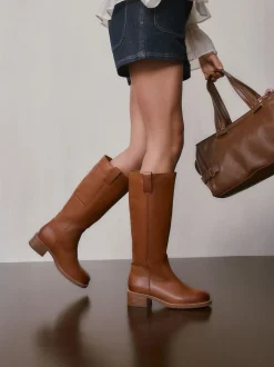 Cuir marron fauve - Bottes à enfiler Forever Comfort® hauteur genou