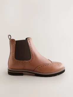 Cuir marron fauve - Bottes Chelsea Forever Comfort® à détail Brogue