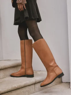 Cuir marron fauve - Bottes d’équitation plates Forever Comfort®