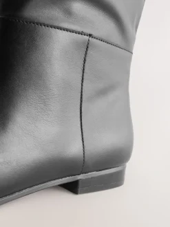 Cuir noir - Bottes Forever Comfort® à bout plat et hauteur genou