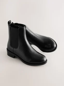 Cuir noir - Bottines Chelsea à talon