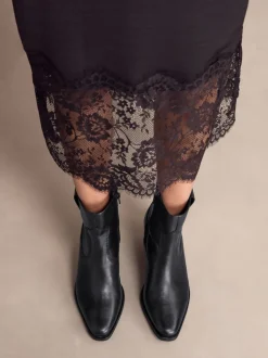 Cuir noir - Bottines cowboy à talons carrés