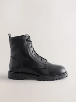 Cuir noir - Bottines Forever Comfort à lacets et bout carré