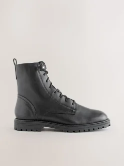 Cuir noir - Bottines Forever Comfort à lacets et bout carré