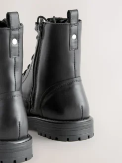 Cuir noir - Bottines Forever Comfort à lacets et bout carré