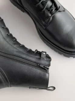 Cuir noir - Bottines Forever Comfort à lacets et bout carré