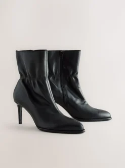 Cuir noir - Bottines Forever Comfort® froncées