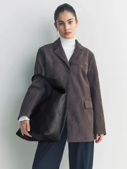 Cuir noir - Sac à bandoulière ample