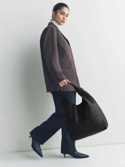 Cuir noir - Sac à bandoulière ample