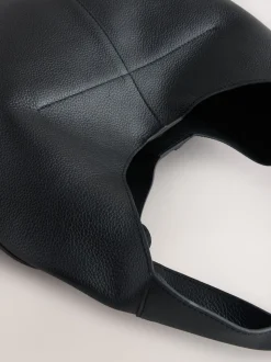 Cuir noir - Sac à bandoulière ample
