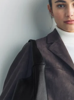 Cuir noir - Sac à bandoulière ample