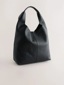 Cuir noir - Sac à bandoulière ample
