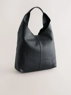 Cuir noir - Sac à bandoulière ample