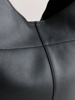 Cuir noir - Sac à bandoulière ample