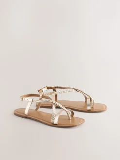 Cuir or rose - String tressé à entredoigt