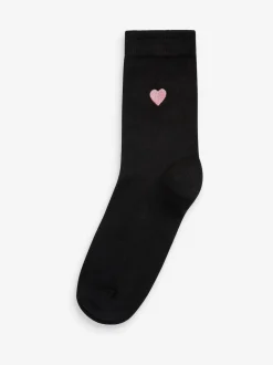 Cœur - Chaussettes à motif brodé 5 Pack