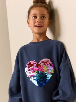 Cœur à sequins bleu marine - Robe-chaussette (3-16ans)