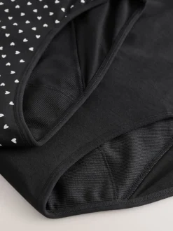 Cœur noir/rouge - Culotte pour règles abondantes 2 Pack