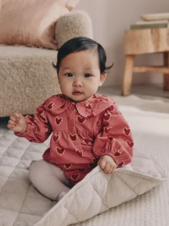 Cœur rose/rouge - Ensemble de barboteuses Bébé Bloomer 2 pièces avec collants (0mois-3ans)