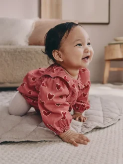 Cœur rose/rouge - Ensemble de barboteuses Bébé Bloomer 2 pièces avec collants (0mois-3ans)