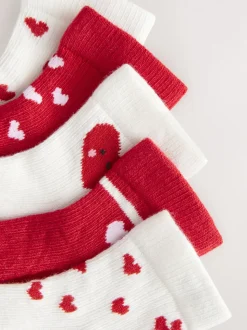 Cœur rouge - Lot de 5 chaussettes pour bébé (0mois-2ans)
