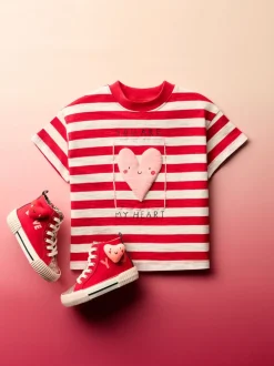 Cœur rouge - T-shirt Manches courtes (3mths-7yrs)