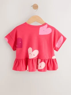 Cœur rouge - T-shirt péplum à manches courtes (3mois-7ans)