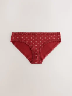 Cœur rouge/vert à carreaux - Lot de 4 culottes en coton et dentelle