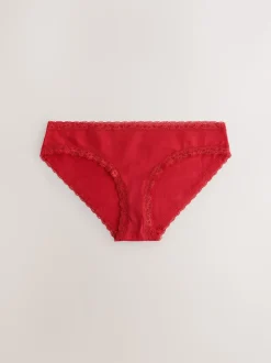 Cœur rouge/vert à carreaux - Lot de 4 culottes en coton et dentelle