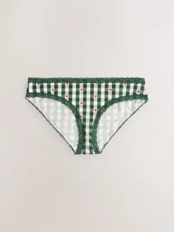 Cœur rouge/vert à carreaux - Lot de 4 culottes en coton et dentelle