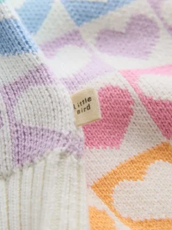 Cœurs arc-en-ciel pastel - Little Bird by Jools Oliver pull color block en maille