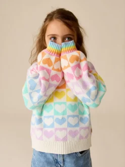 Cœurs arc-en-ciel pastel - Little Bird by Jools Oliver pull color block en maille