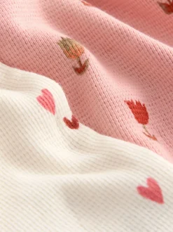 Cœurs écru/rose - Lot de 2 pyjamas gaufrés (9mois à12ans)