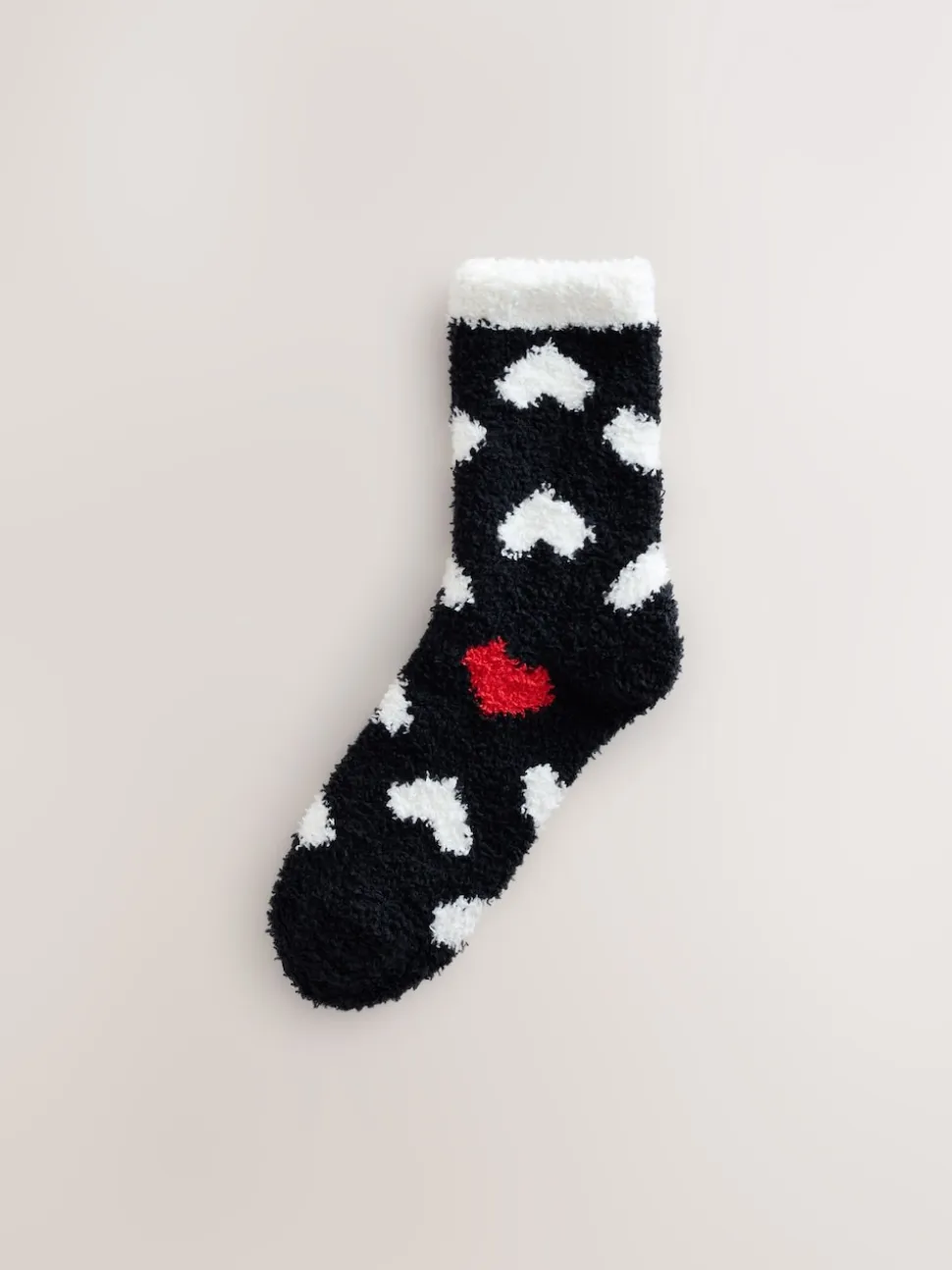 Cœurs rouges noir/blanc - Lot de 2 paires de chaussettes douillettes