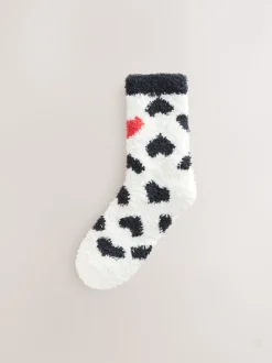 Cœurs rouges noir/blanc - Lot de 4 paires de chaussettes douillettes