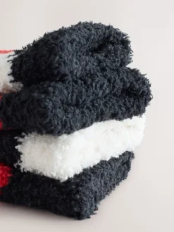 Cœurs rouges noir/blanc - Lot de 4 paires de chaussettes douillettes