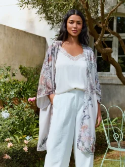 Dahlia vintage - Vêtement de kimono long fleuri vintage