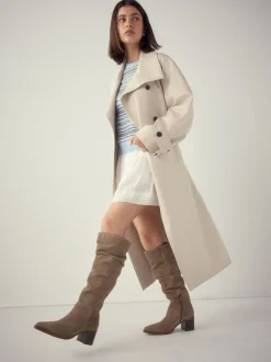 Daim brun taupe - Bottes Forever Comfort® souples à talons hauts et talons carrés