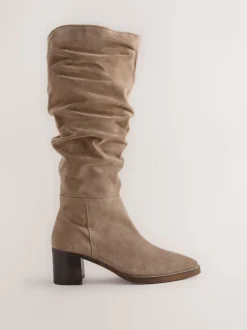 Daim brun taupe - Bottes Forever Comfort® souples à talons hauts et talons carrés