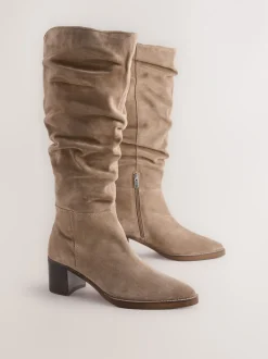 Daim brun taupe - Bottes Forever Comfort® souples à talons hauts et talons carrés