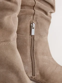 Daim brun taupe - Bottes Forever Comfort® souples à talons hauts et talons carrés