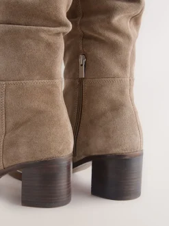 Daim brun taupe - Bottes Forever Comfort® souples à talons hauts et talons carrés