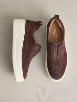 Daim marron chocolat - Baskets Signature en cuir à plateforme compensée épaisse