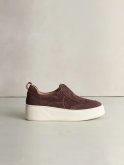 Daim marron chocolat - Baskets Signature en cuir à plateforme compensée épaisse