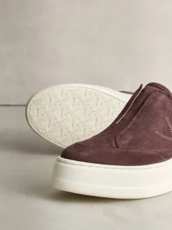 Daim marron chocolat - Baskets Signature en cuir à plateforme compensée épaisse