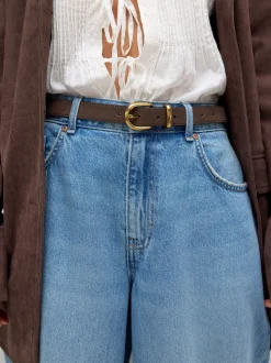 Daim marron chocolat - Ceinture mi-longue N. Premium Made In Italy